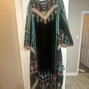 Embroidered Black and Green Dress